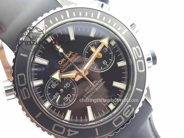 0319 Unisex Planet Ocean Master Chrono 45mm SS OM 1:1 Best Edition Black Dial On Black Rubber Strap A 8171